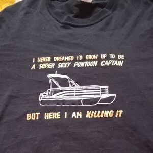 Black Graphic Tee - Pontoon Captain Design